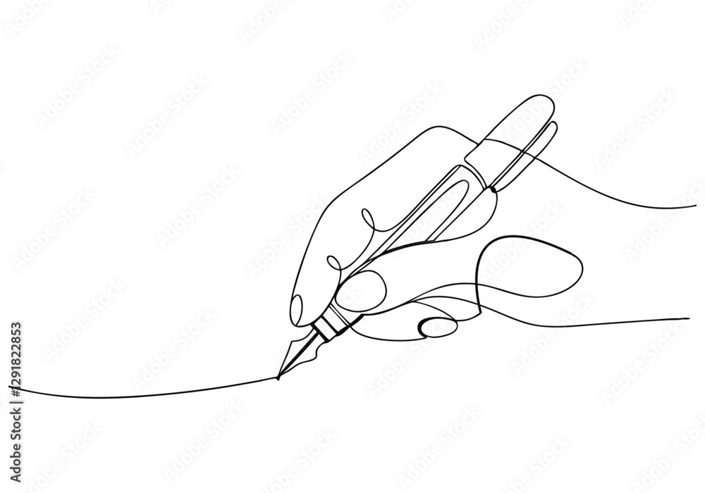 Continuous One Line Hand Writing with Ink Pen | Minimalist Creative Vector Illustration Continuous One Line Hand Writing with Ink Pen | Minimalist Creative Vector Illustration