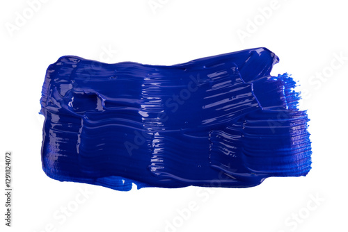 Acrylic blue paint brush track blank art isolated on the white background