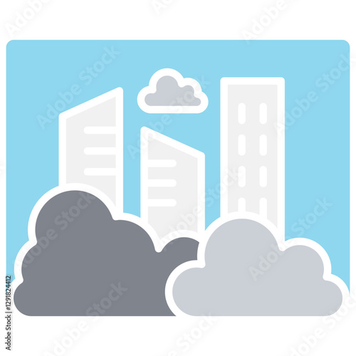 Air pollution icon in flat color style