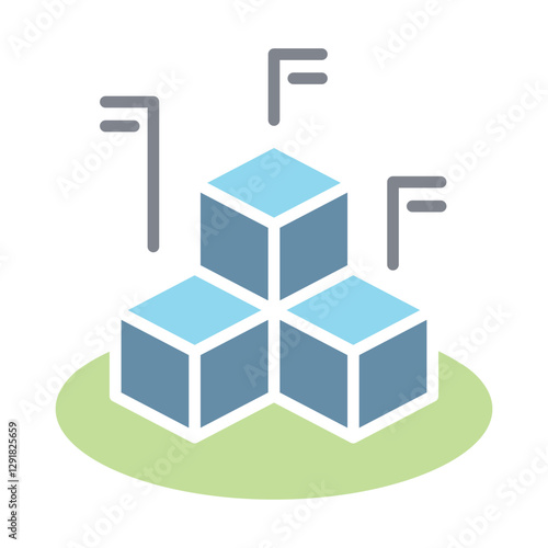 Data diagram icon in flat color style