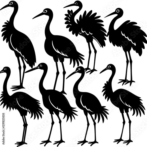 set of vector birds silhouettes