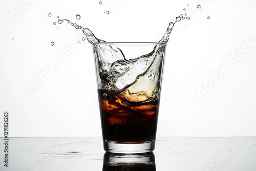 Sparkling Drink Splashing in a Glass - Close Up Photography