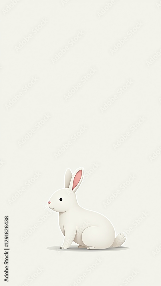 rabbit sits alone plain white paper cutout shape surrounded empty rabbit sits alone plain white paper cutout shape surrounded empty