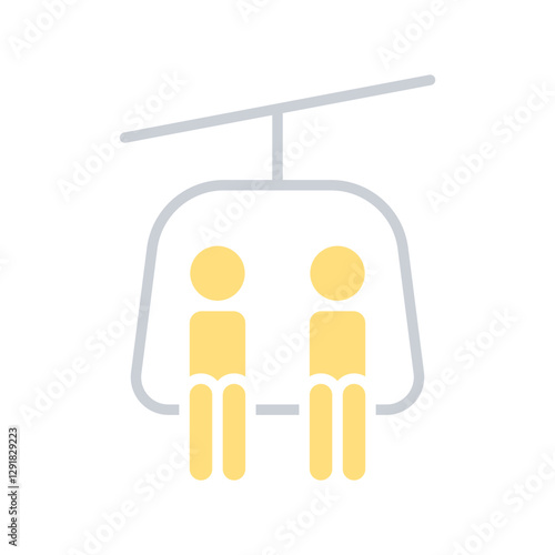 Ski lift icon in flat color style