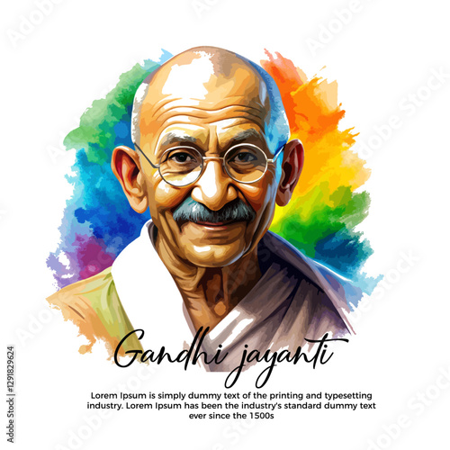Happy Gandhi Jayanti illustration. indian Freedom Fighter Mahatma Gandhi he is known as Bapu. Instagram Post Design