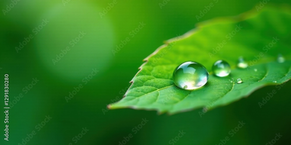Refreshing Dewdrops on a Vibrant Green Leaf, a Close-Up Macro Shot of Nature's Purity and Serenity Refreshing Dewdrops on a Vibrant Green Leaf, a Close-Up Macro Shot of Nature's Purity and Serenity