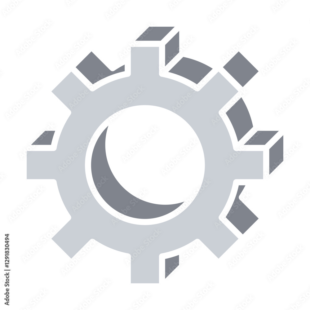 Gear 3d icon in flat color style Gear 3d icon in flat color style