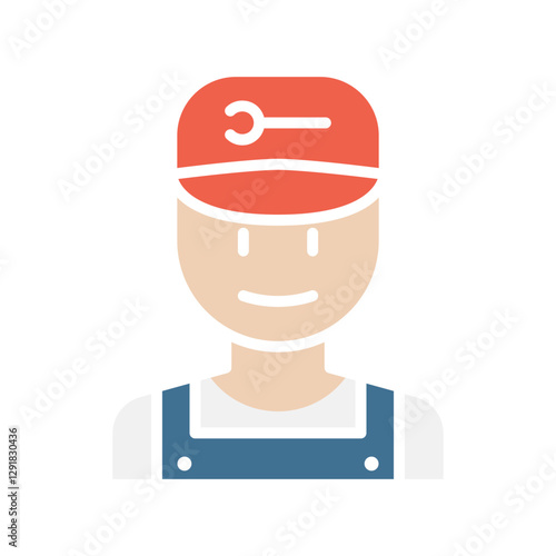 Mechanic icon in flat color style
