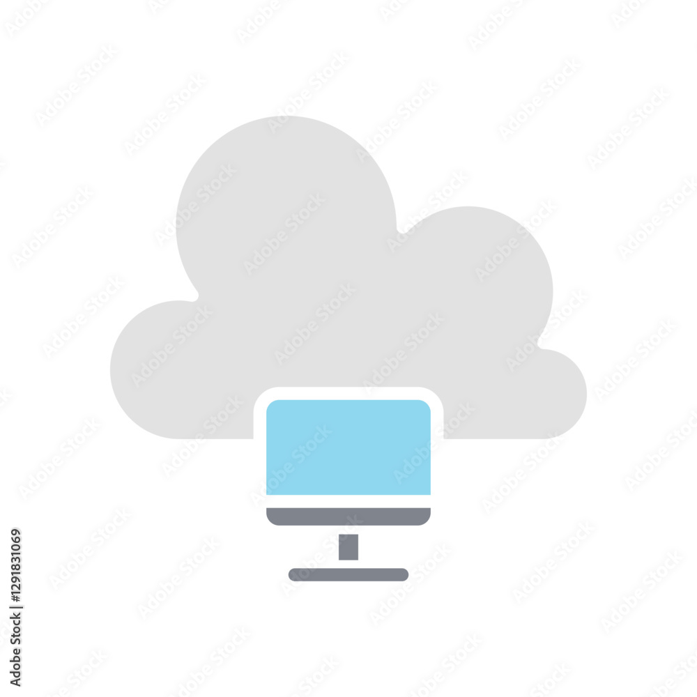Cloud computing icon in flat color style Cloud computing icon in flat color style