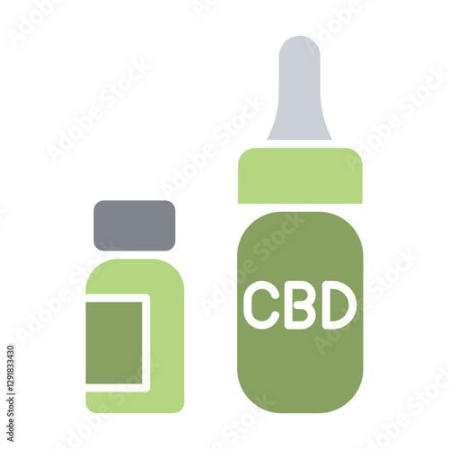 CBD oil icon in flat color style