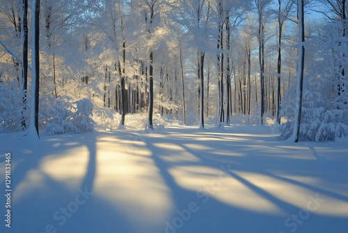 Winter Wonderland With Snow-Covered Trees in a Serene Landscape Under a Clear...