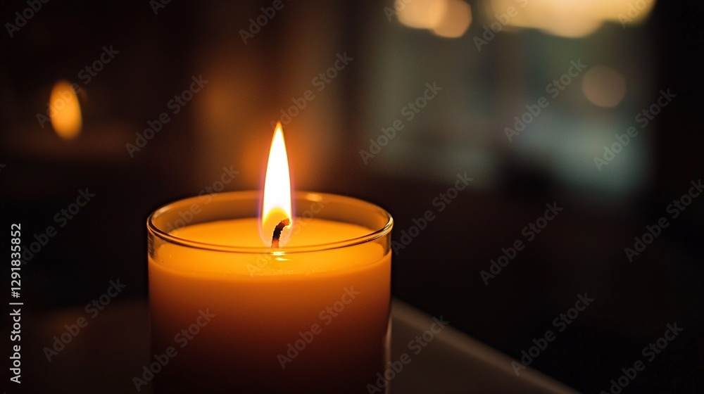Close-Up of a Flickering Candle Flame in a Dimly Lit Room Close-Up of a Flickering Candle Flame in a Dimly Lit Room