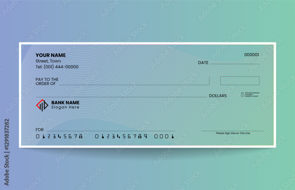 Gradient blank check template vector design for bank cheque use Gradient blank check template vector design for bank cheque use