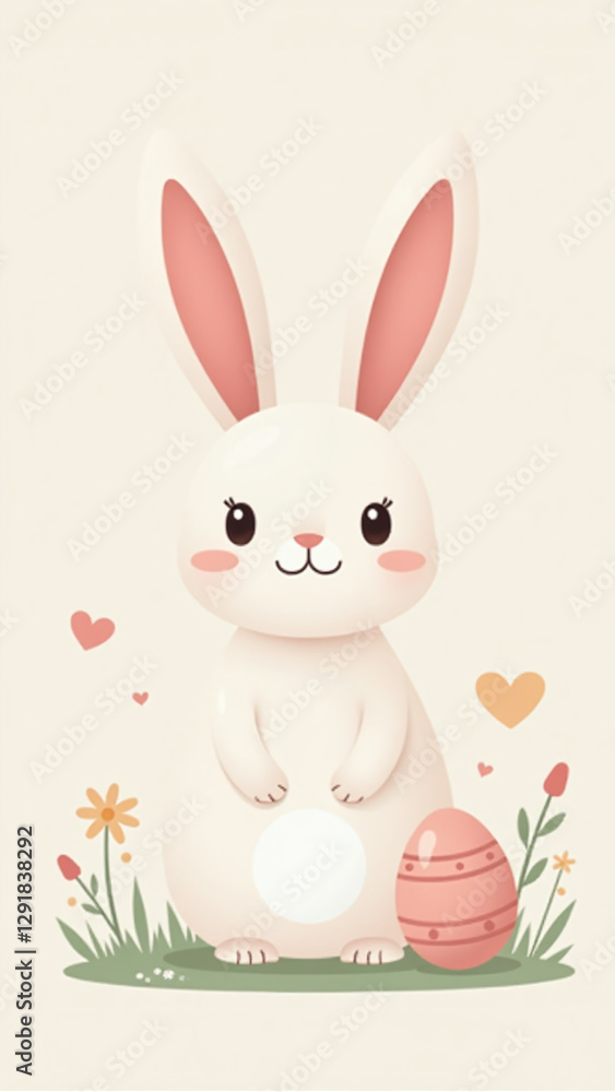 Obraz premium easter bunny icon vector illustration simple design cute spring holiday