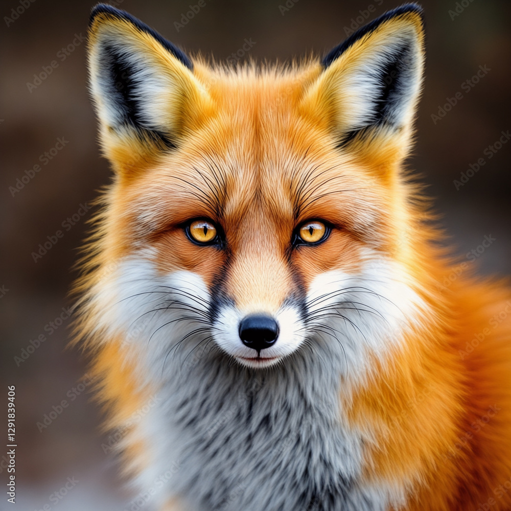 Close up Portrait of a Red Fox with Alert Expression Close up Portrait of a Red Fox with Alert Expression
