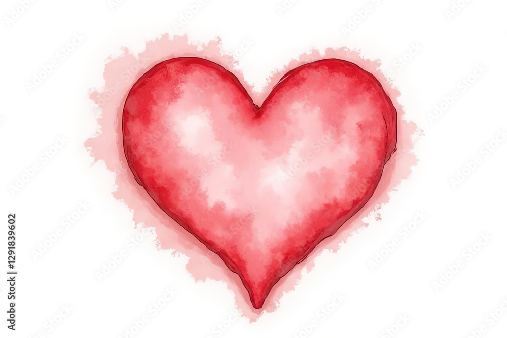 Watercolor Heart Illustration - Romantic Red Heart Design Watercolor Heart Illustration - Romantic Red Heart Design