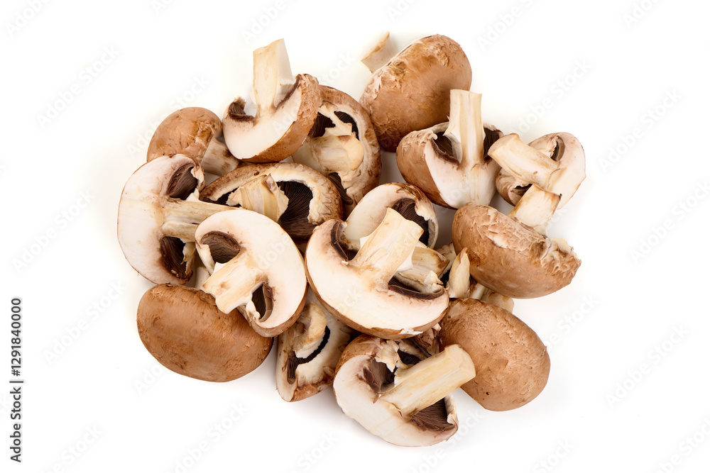 Fresh Cremini Mushrooms Isolated on White Background. Fresh Cremini Mushrooms Isolated on White Background.