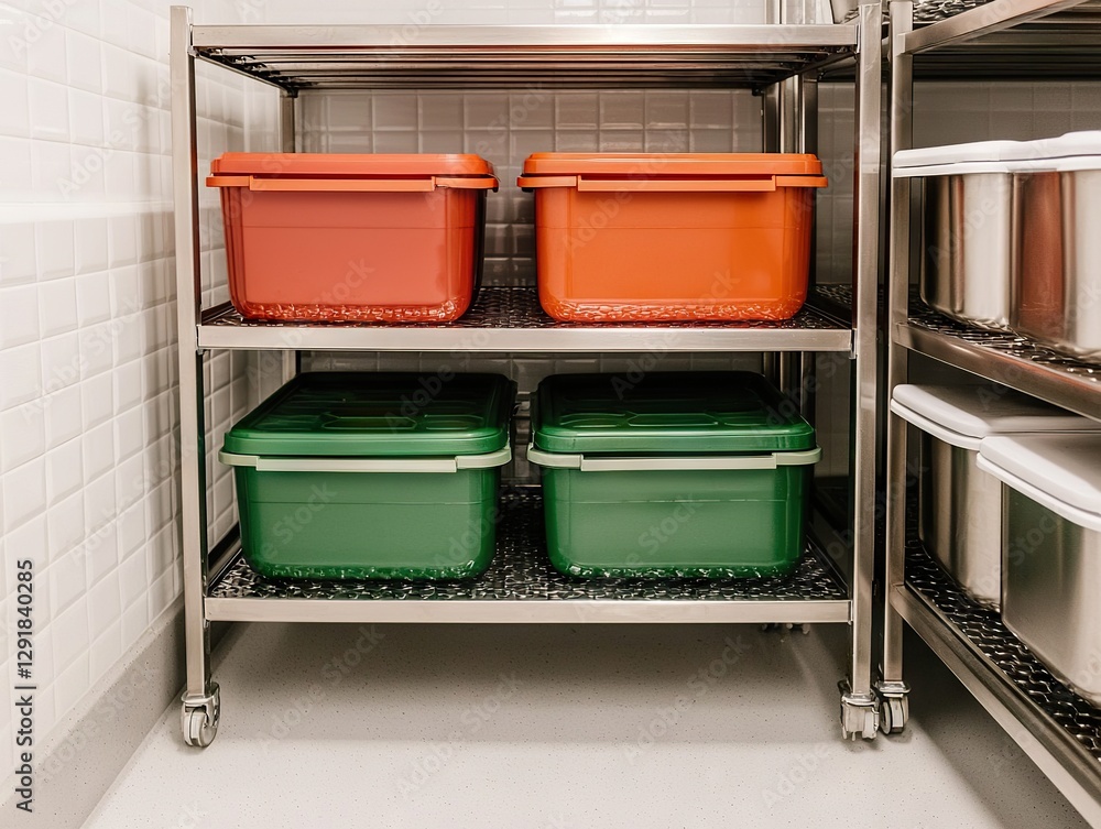 Organized food storage in commercial kitchens efficient container management and clean environments Organized food storage in commercial kitchens efficient container management and clean environments