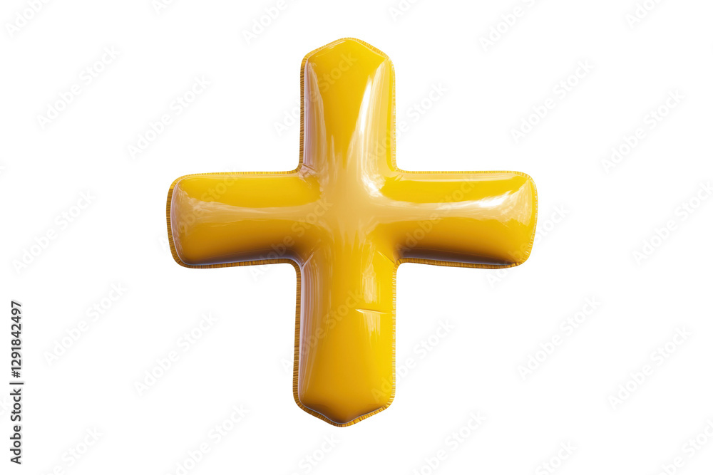 Yellow cross mark on plain bg, cut out Yellow cross mark on plain bg, cut out
