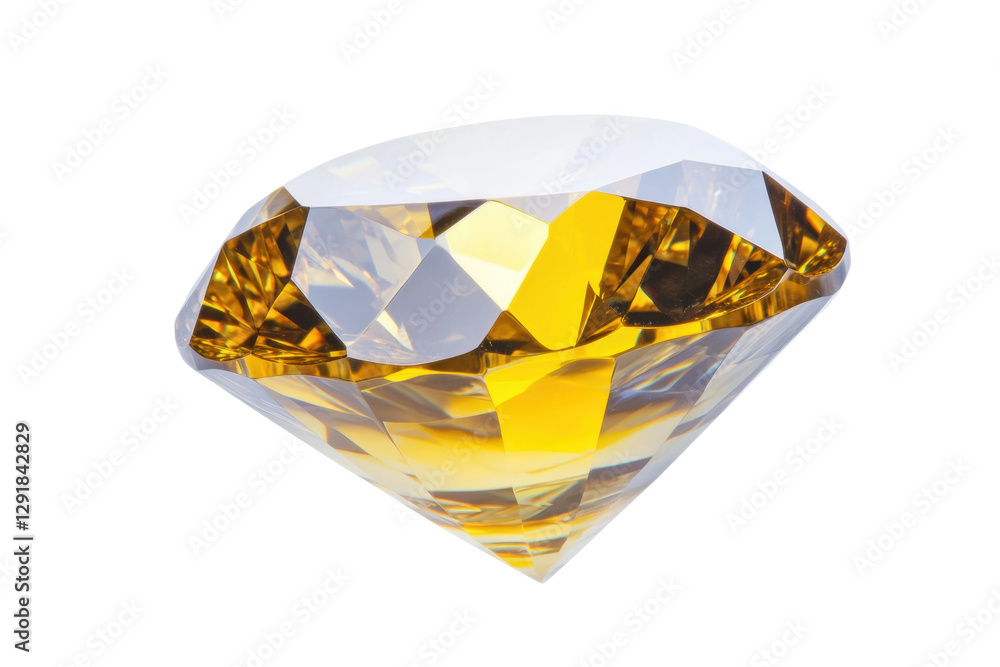 Stunning yellow diamond with intricate cut, cut out