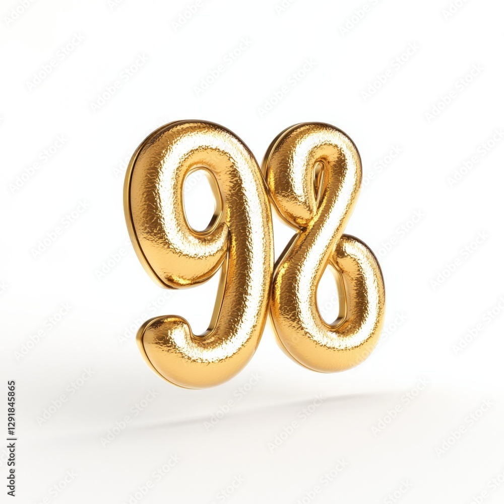 Obraz premium Golden ninety eight on white background.