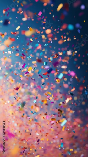 Colorful Confetti Falls During a Celebration at a Vibrant Party in the Evening