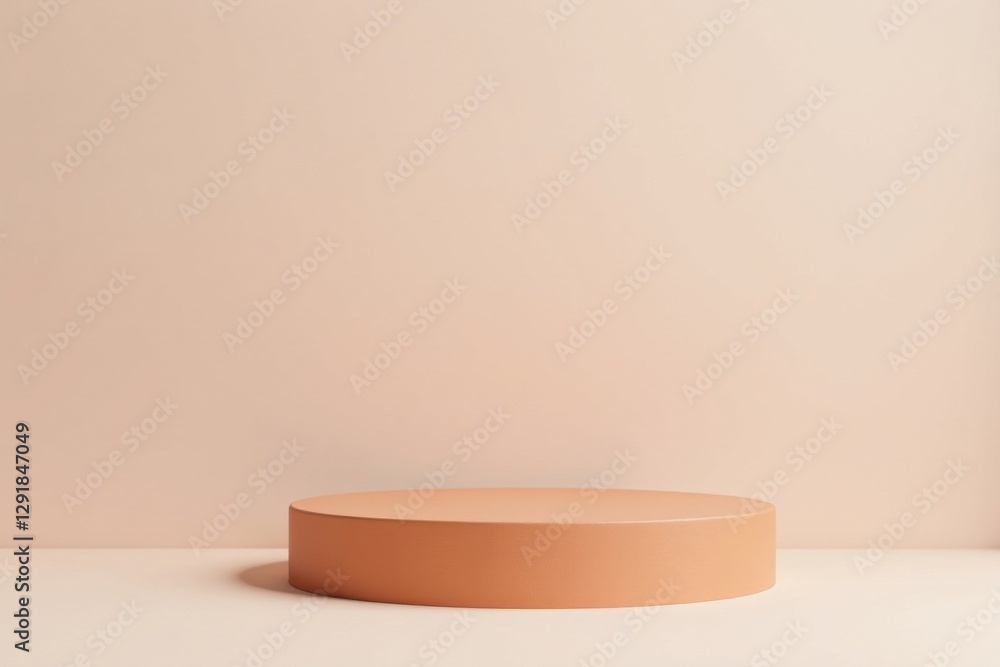 A Simple, Elegant Peach-Colored Cylindrical Pedestal Against a Soft, Neutral Background for Product Display or Presentation A Simple, Elegant Peach-Colored Cylindrical Pedestal Against a Soft, Neutral Background for Product Display or Presentation