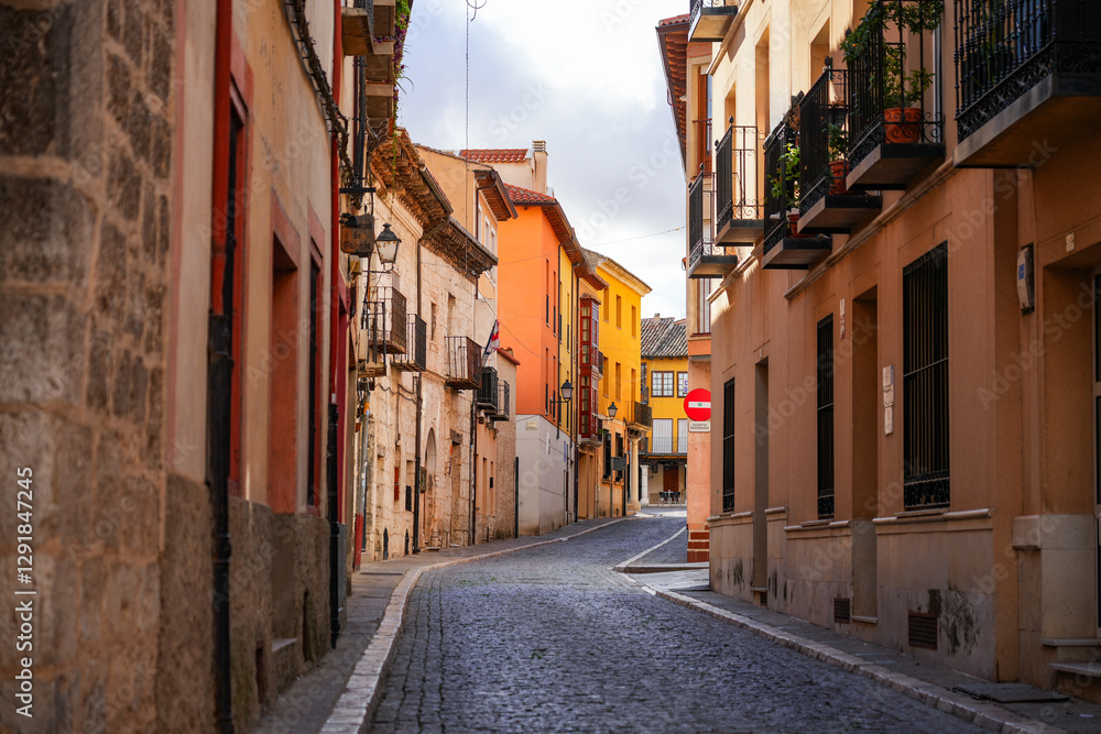 Paved street in Tordesillas, a town located in the province of Valladolid in Castile and León, Spain Paved street in Tordesillas, a town located in the province of Valladolid in Castile and León, Spain