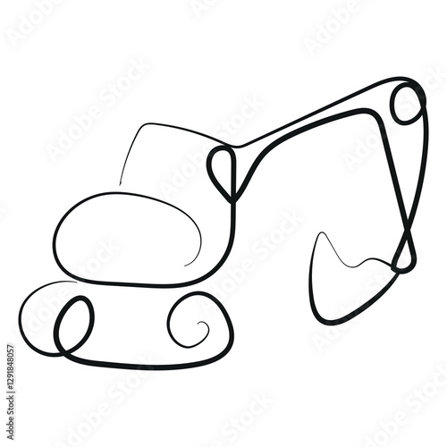 simple icon of a special transport, namely an excavator in line art style, drawn with an original outline, for logos and various designs