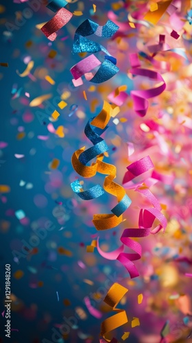 Colorful Confetti Falls During a Celebration at a Vibrant Party in the Evening