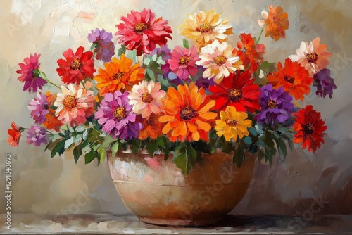 Wallpaper Mural Colorful Spring Bouquet in Ornate Vase Placed on a Wooden Table Against a Textured Blue Background Torontodigital.ca