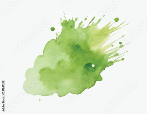 Light green hand painting watercolour stain background. Original artistic footage