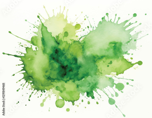 Light green hand painting watercolour stain background. Original artistic footage