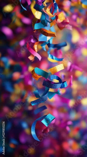 Colorful Confetti Falls During a Celebration at a Vibrant Party in the Evening