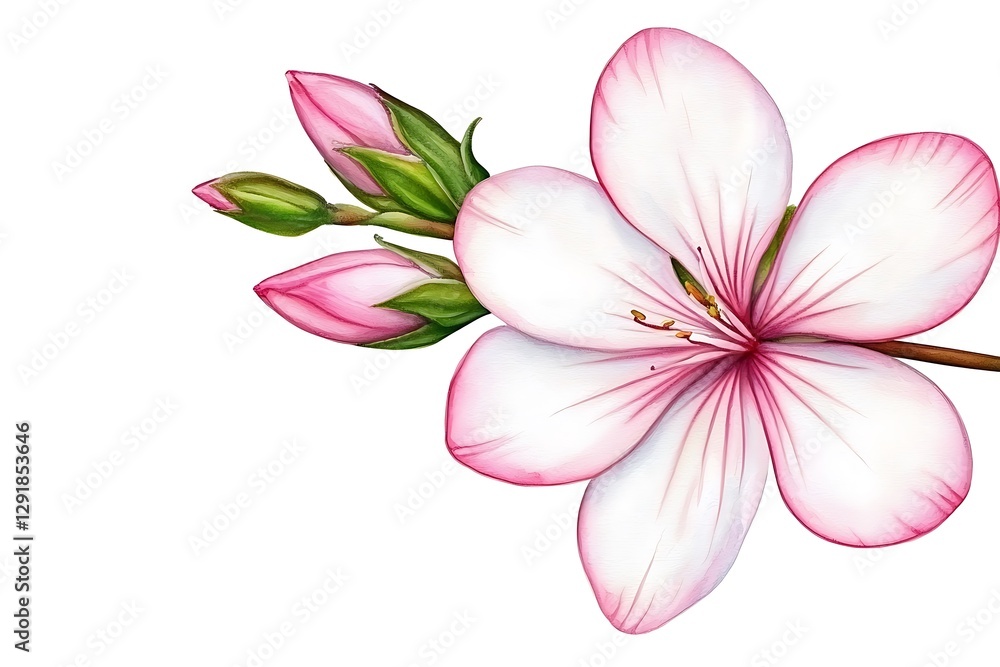 Delicate pink and white flower branch, isolated on white background Delicate pink and white flower branch, isolated on white background