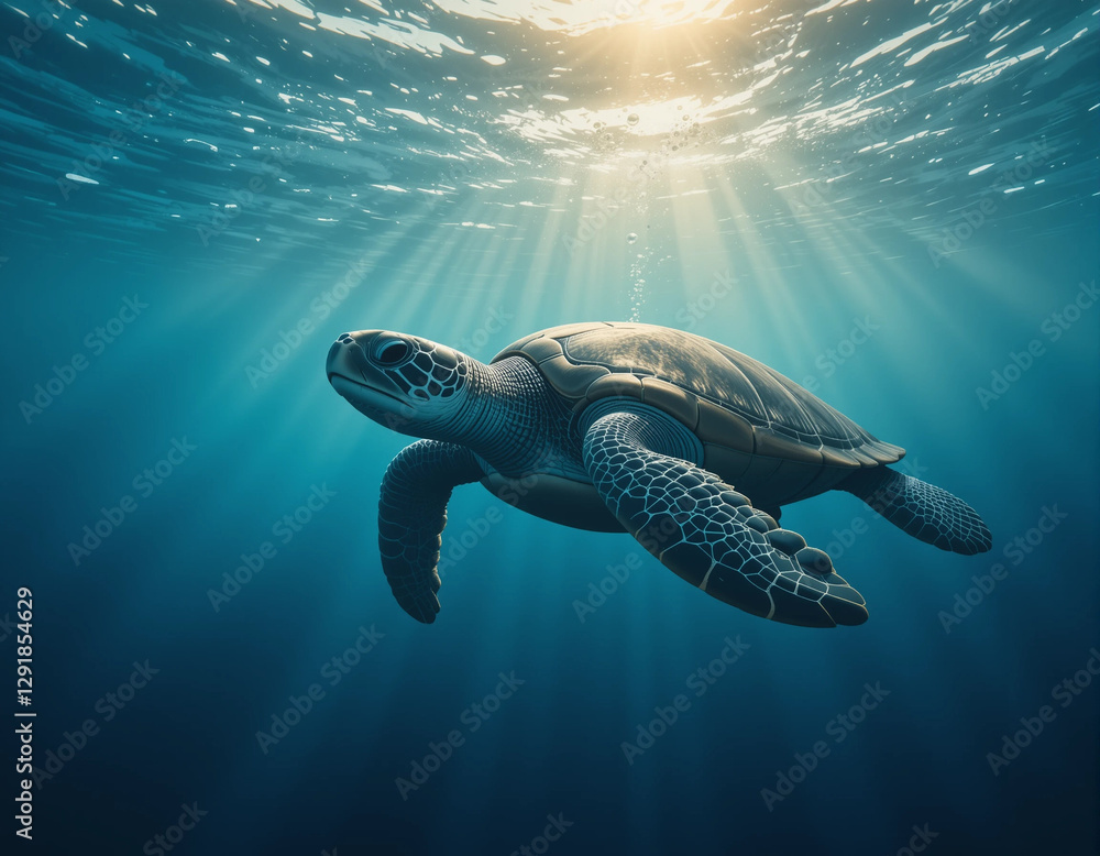 Fototapeta premium Ocean Wanderer: The Timeless Journey of the Sea Turtle