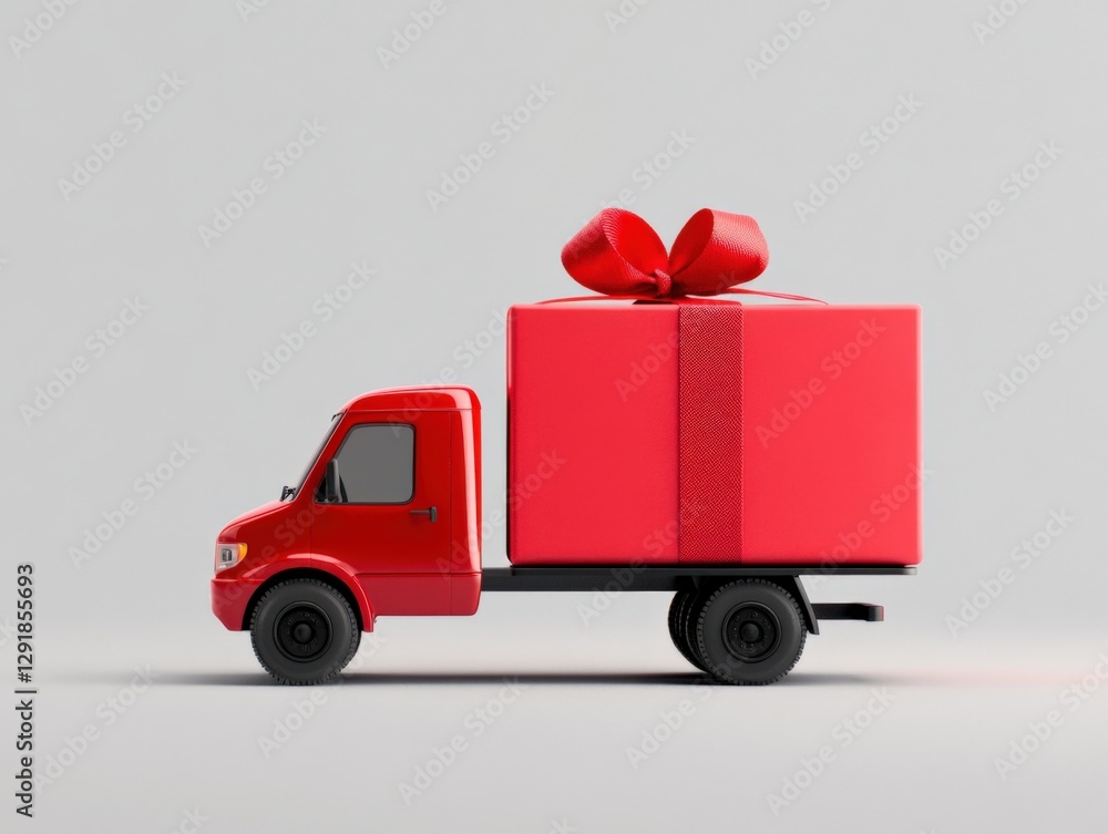 Delivery Truck Carrying a Red Gift Delivery Truck Carrying a Red Gift