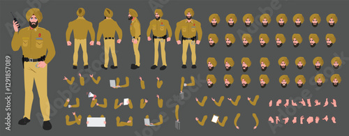 
Police Officer Character Design Model Sheet. Man, Character design. Front, side, back view and explainer animation poses. Character set with lip sync and Walk cycle animation sequences.
