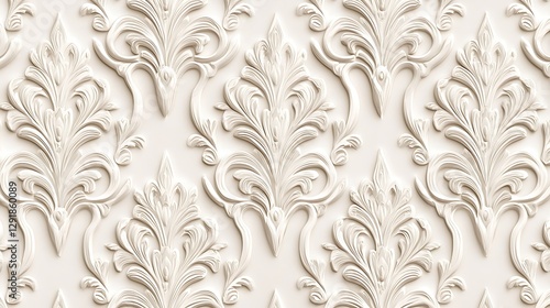Elegant floral designs repeated on a cream colored surface, ideal for backgrounds or decorative uses