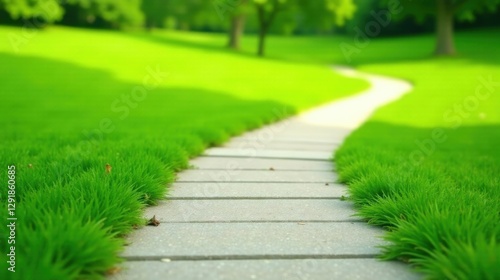 Wallpaper Mural A Serene Path Winding Through Lush Green Grassy Meadows on a Sunny Day Torontodigital.ca