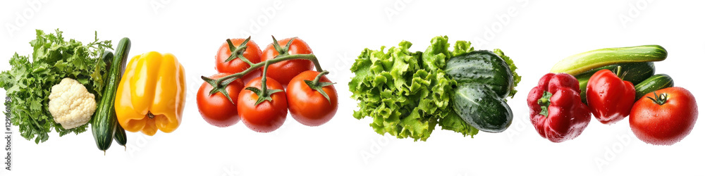 set of red and yellow peppers and broccoli set of red and yellow peppers and broccoli