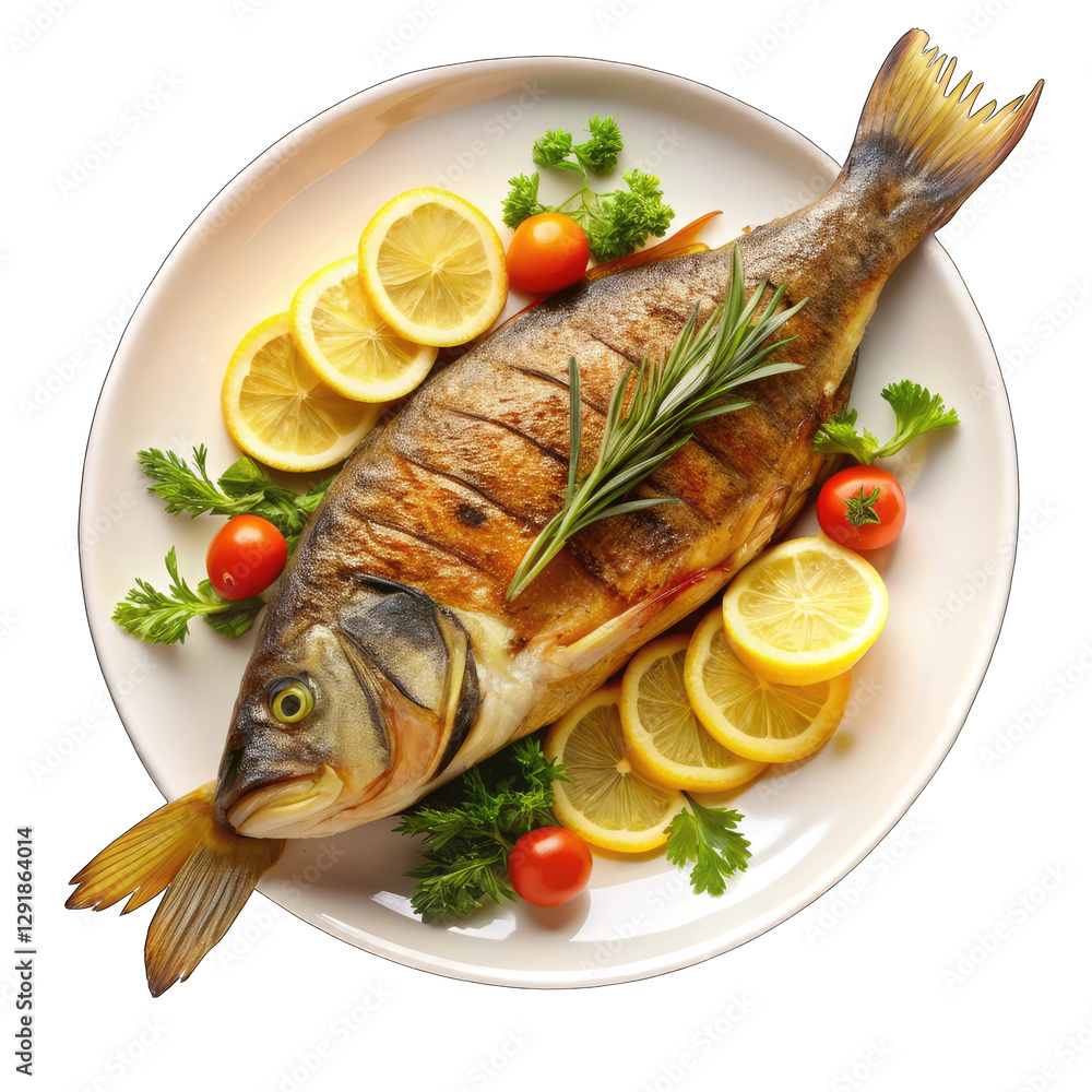Baked Fish Recipe: Delicious & Easy! isolated on transparent background Baked Fish Recipe: Delicious & Easy! isolated on transparent background