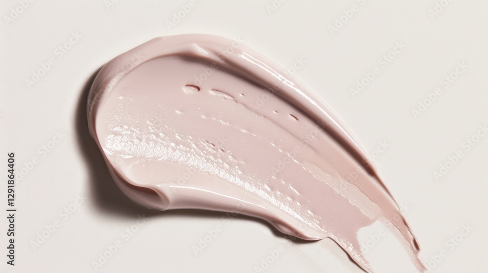 Fototapeta premium Elegant pale pink skin cream or cosmetic swatch with smooth texture and glossy finish on white background