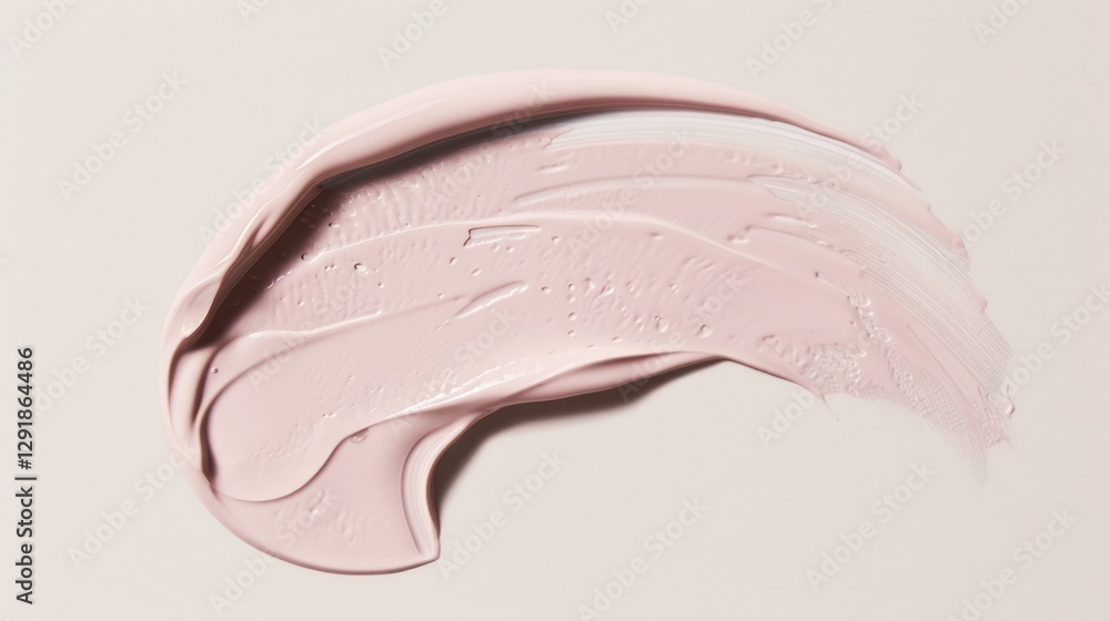 Fototapeta premium Elegant pale pink skin cream or cosmetic swatch with smooth texture and glossy finish on white background