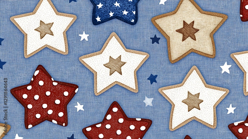 Festive star pattern on blue backdrop for backgrounds, textiles, design Festive star pattern on blue backdrop for backgrounds, textiles, design