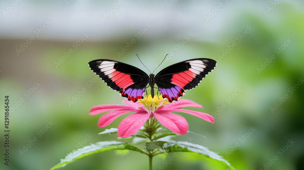 Fototapeta premium close up of butterfly on flower, symbolizing pollination and nature beauty