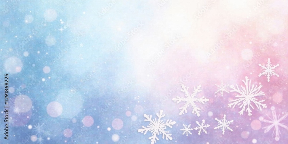 Pastel Winter Wonderland Delicate Snowflakes on a Dreamy Background of Soft Hues and Sparkling Lights
