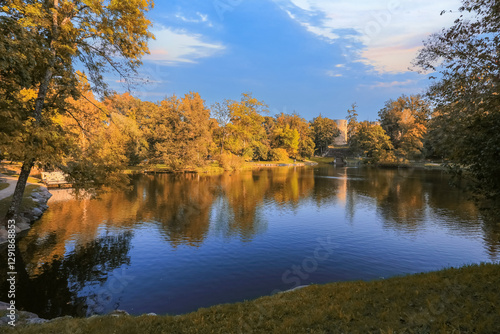 Autumn park in the town Cesis
