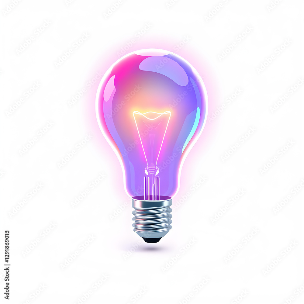 lightbulb holographic 3D icon. neon symbol vector illustration isolated on white background. Generative AI lightbulb holographic 3D icon. neon symbol vector illustration isolated on white background. Generative AI