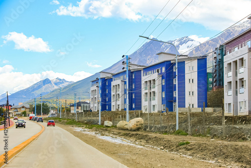 Residential building on the outskirts of Ushuaia, the world's southernmost city in the Tierra del Fuego province of Argentina, South America